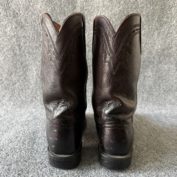 Lucchese 2000 Series Men\'s Size 9 D Black Cherry Smooth Ostrich Cowboy Boots main image 4